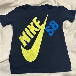 Nike Kids Navy Short Sleeve Tee with Yellow Swoosh & Blue SB